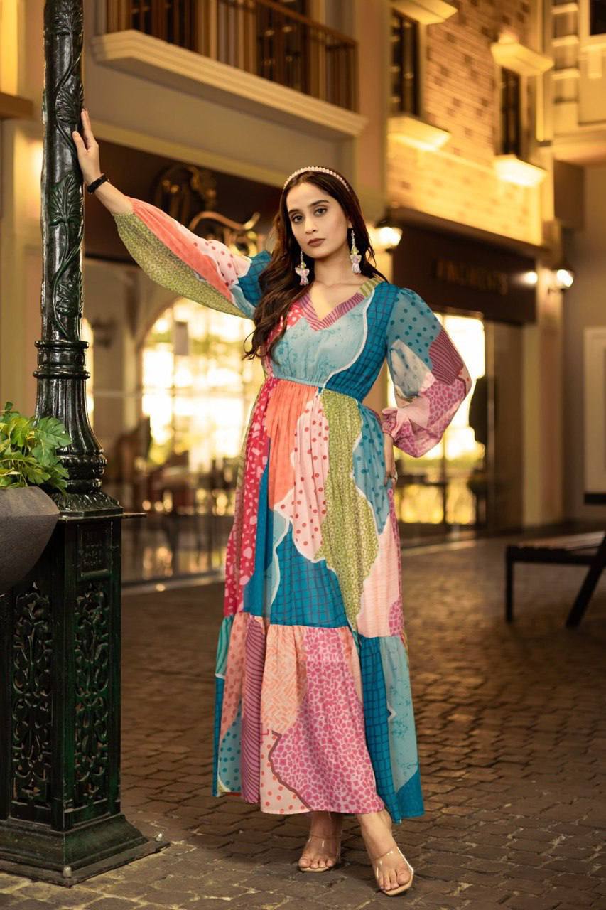 Boho Patchwork Printed Maxi Dress for Women