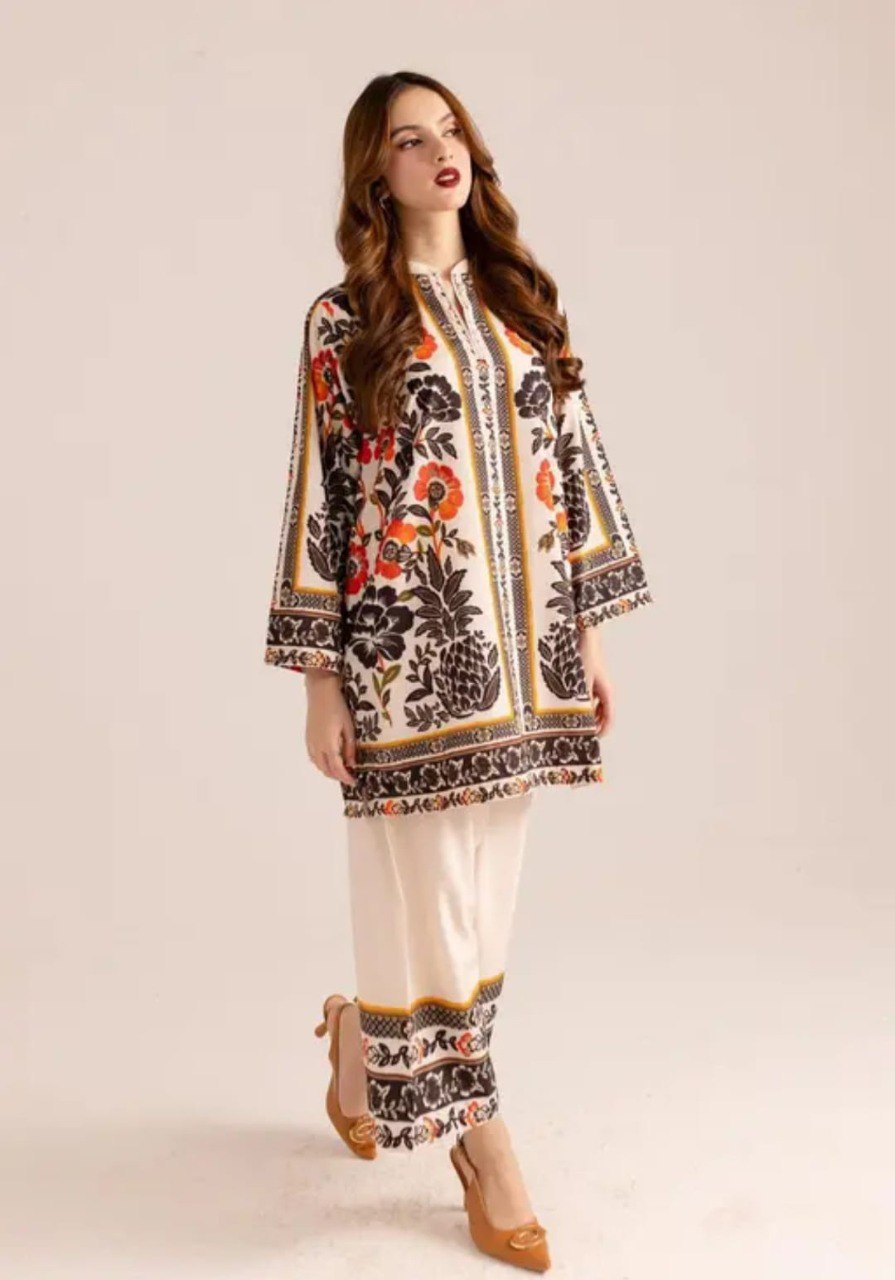 Turkish Elegant Ivory Floral Printed Co-Ord Set