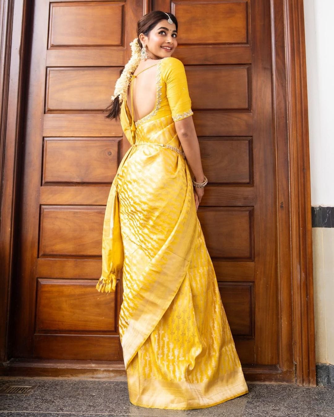 Pooja Hegde Kanchipuram Silk Saree