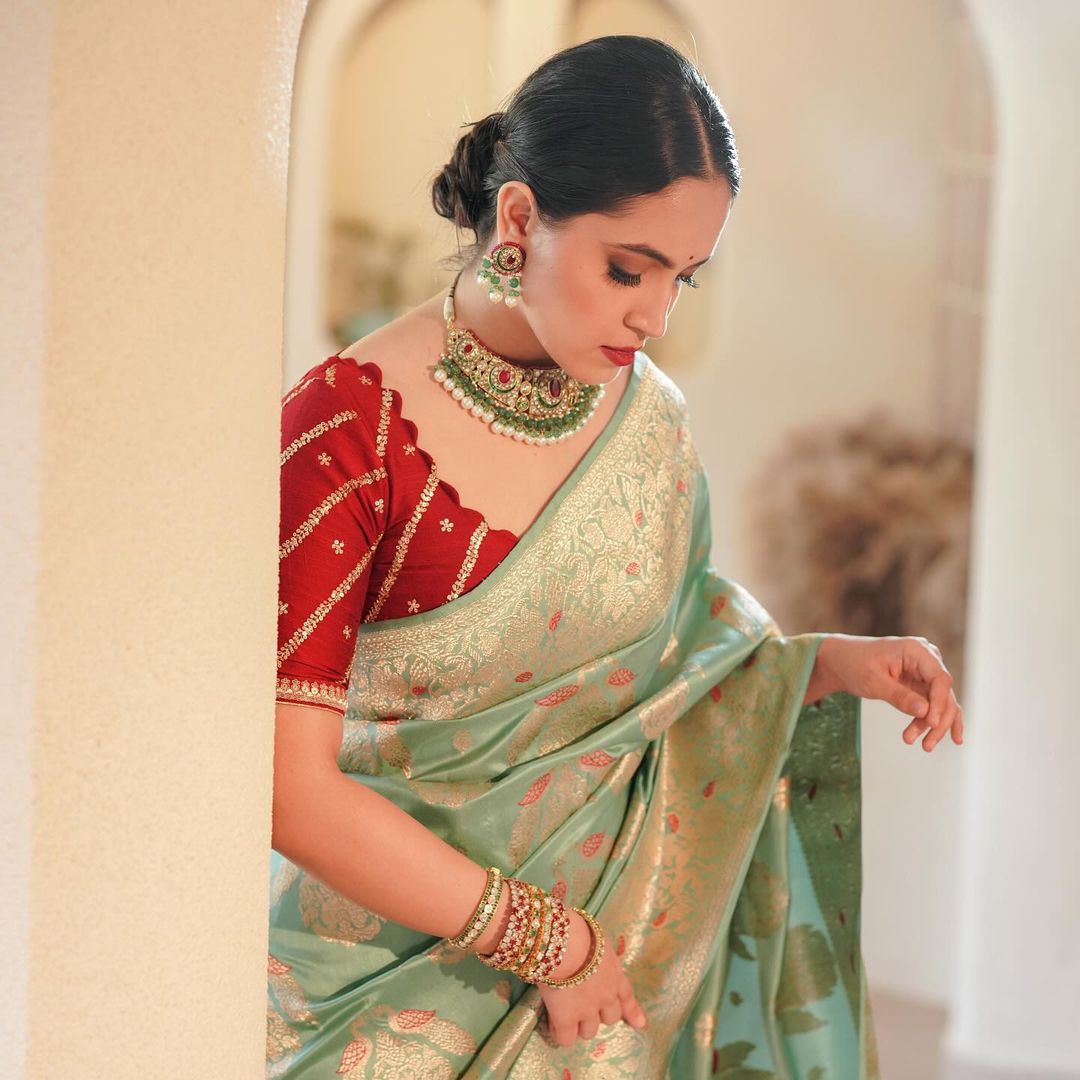 Royal Mint Green Banarasi Silk Saree
