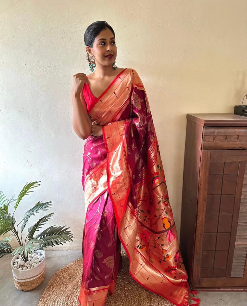 Royal Rani Pink Paithani Silk Saree