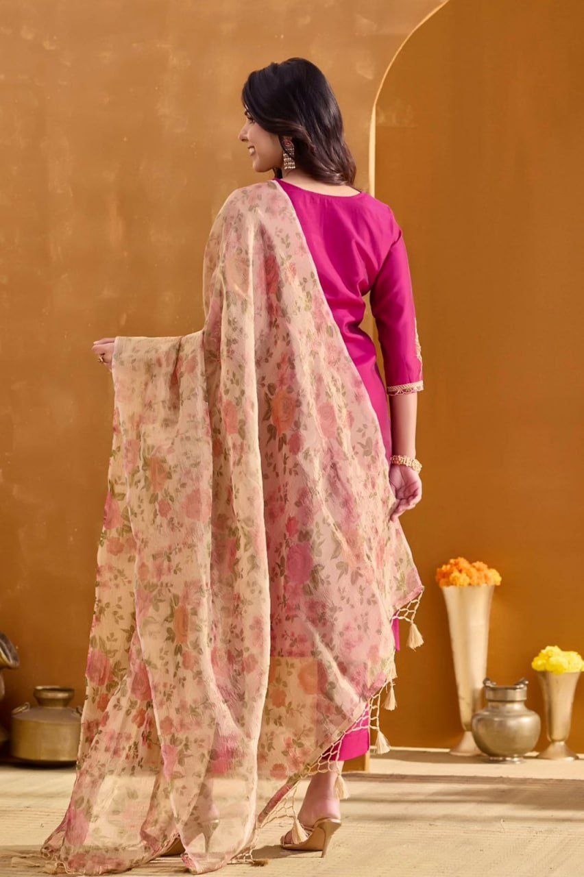 Silkyara Gulbahar Embroidered Kurta Pant Dupatta Set