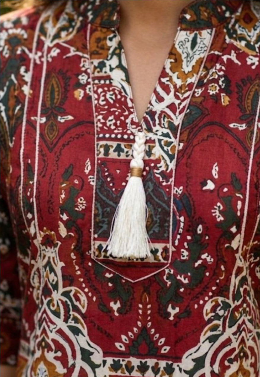 Rustic Red Printed Turkish Co-Ord Set