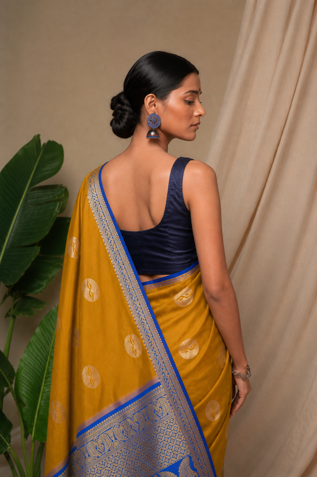 Mustard Gold Silk Saree