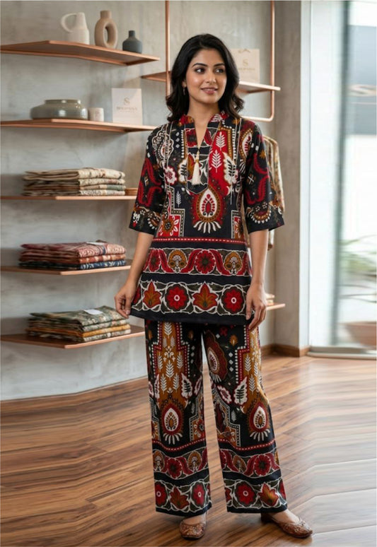 Rustic Black Multicolor Turkish Co-Ord Set