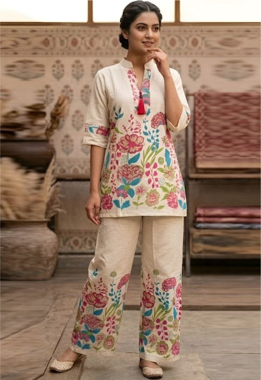 Turkish Ivory Floral Printed Co-ord Set