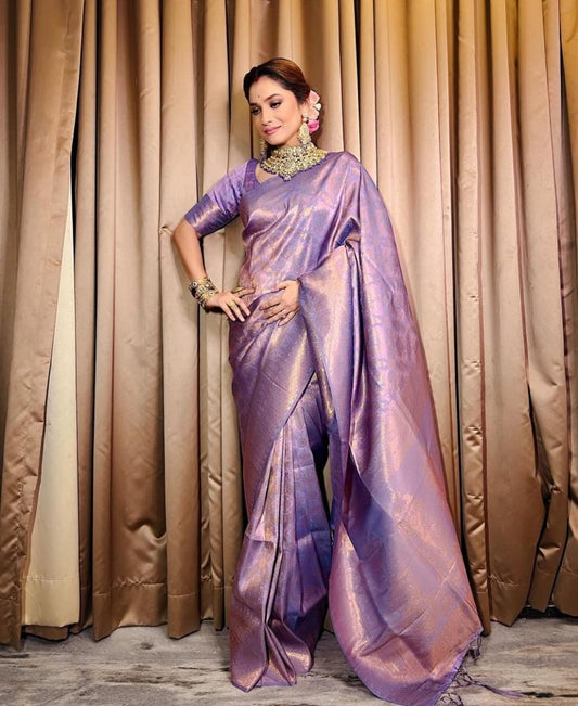 Ankita's Lavender Kanjeevaram Silk Saree