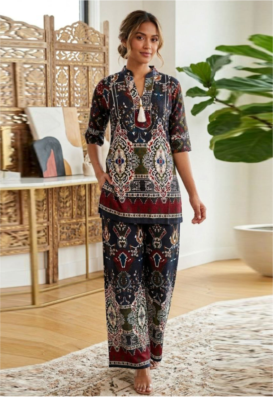 Turkish Elegant Printed Ethnic Co-Ord Set