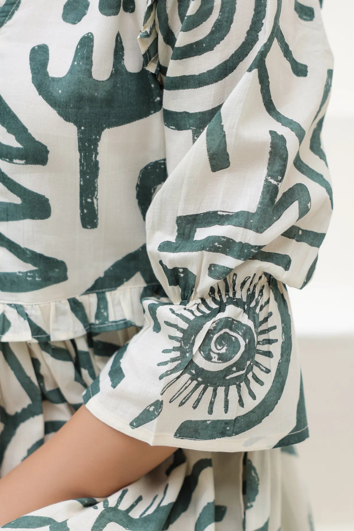 Abstract Print Cotton Tiered Midi Dress for Women