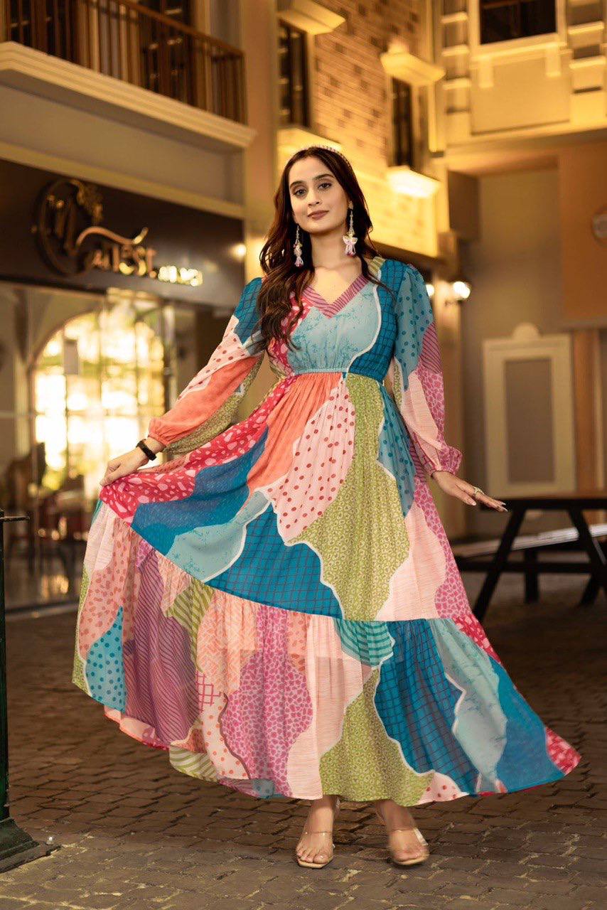Boho Patchwork Printed Maxi Dress for Women