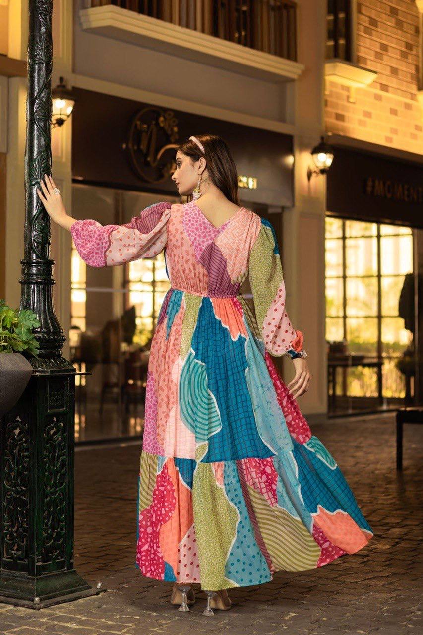 Boho Patchwork Printed Maxi Dress for Women