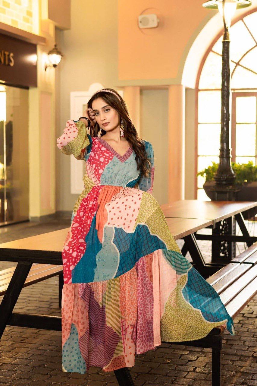 Boho Patchwork Printed Maxi Dress for Women