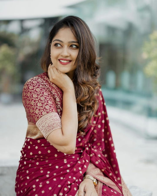 Crimson Grace Banarasi Zari Dot Saree
