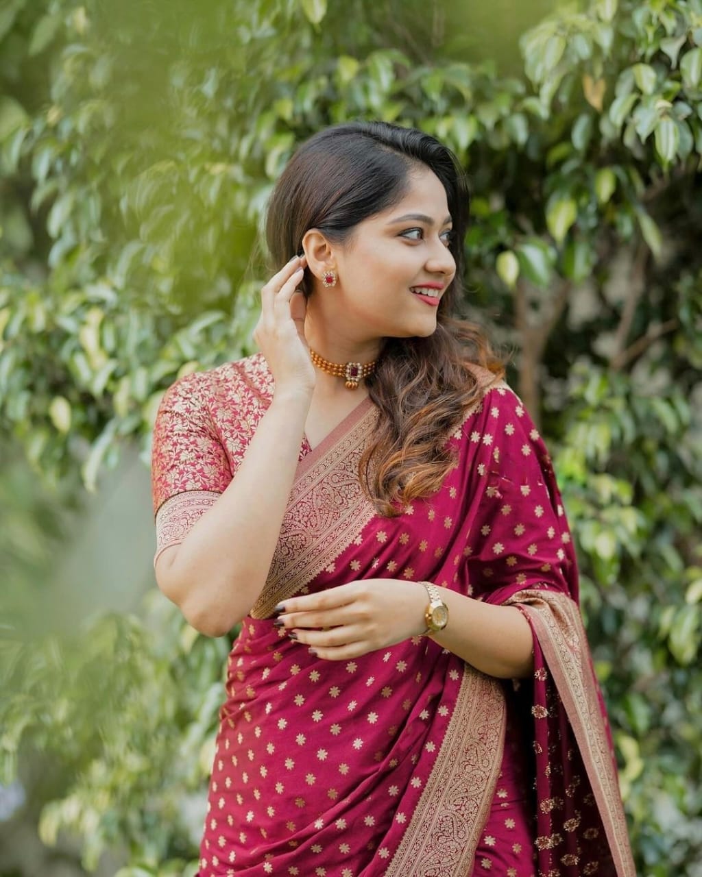 Crimson Grace Banarasi Zari Dot Saree