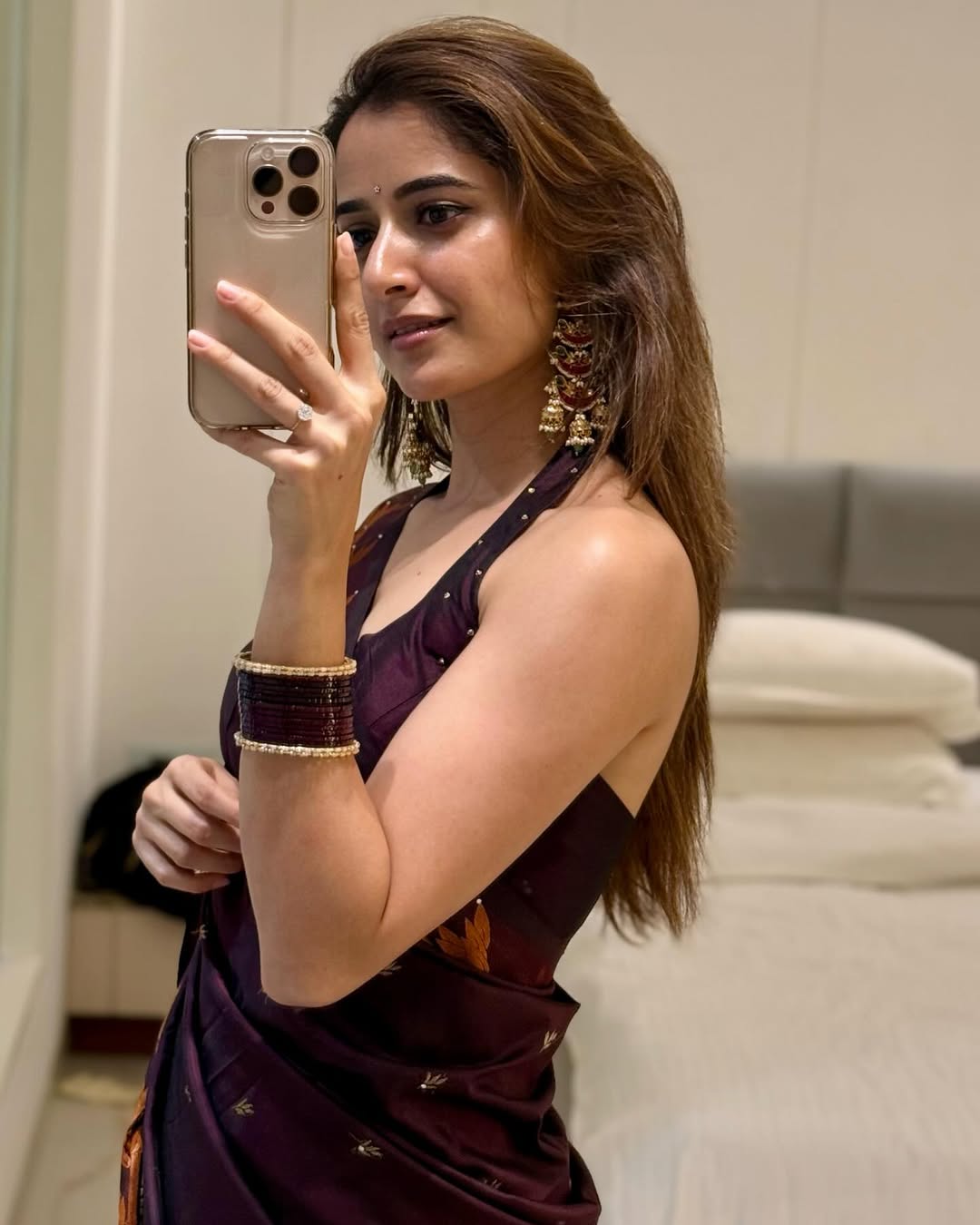 Deep Burgundy Silk Saree