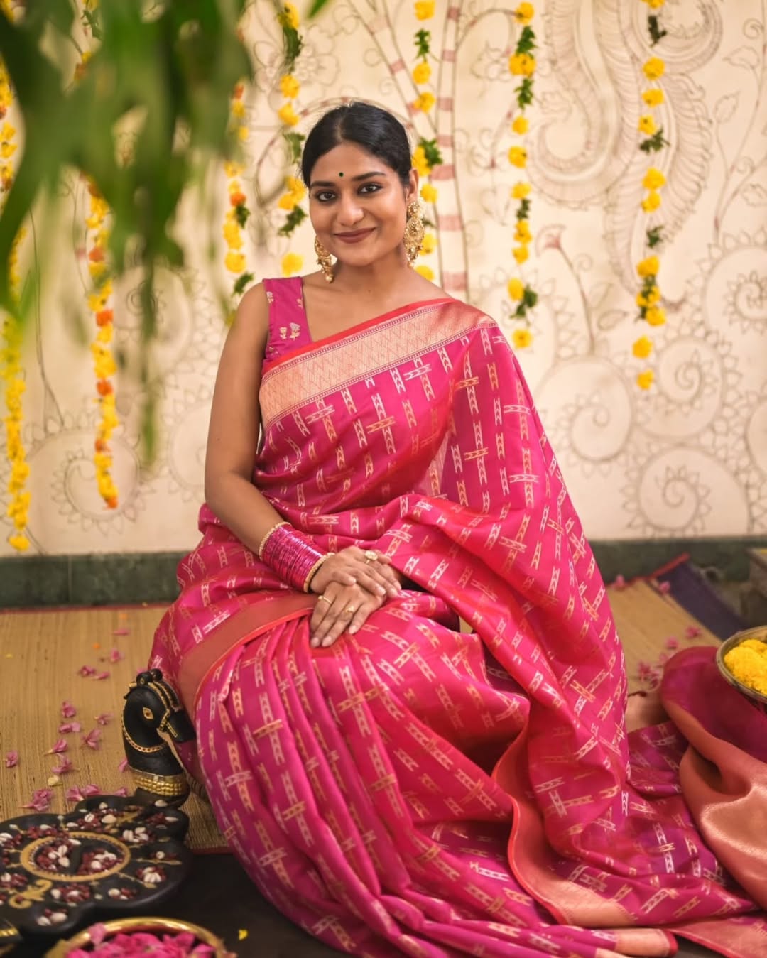 Deep Mustard Yellow Silk Saree