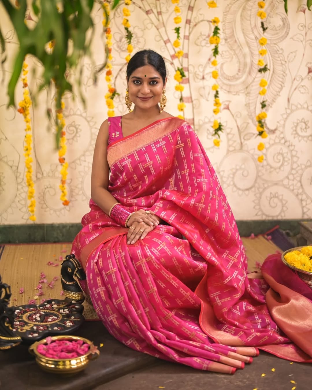Deep Mustard Yellow Silk Saree