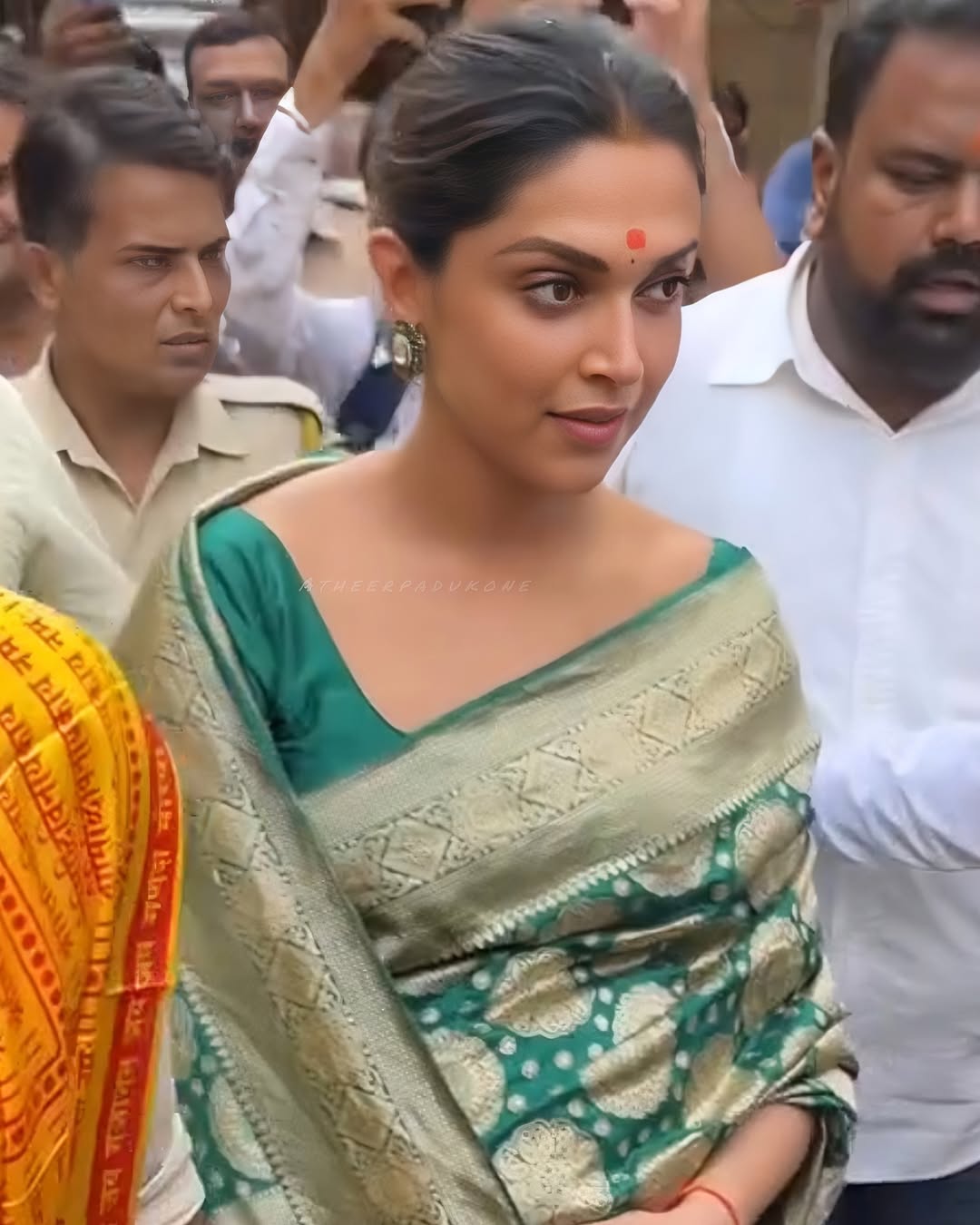 Deepika's Emerald Green Banarasi Silk Saree