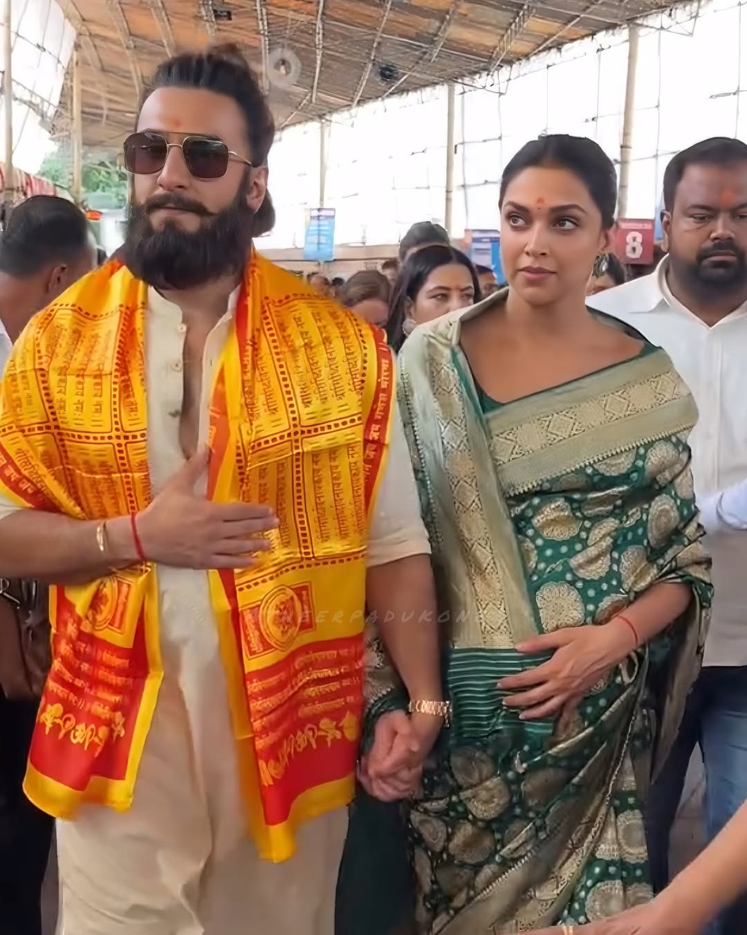 Deepika's Emerald Green Banarasi Silk Saree