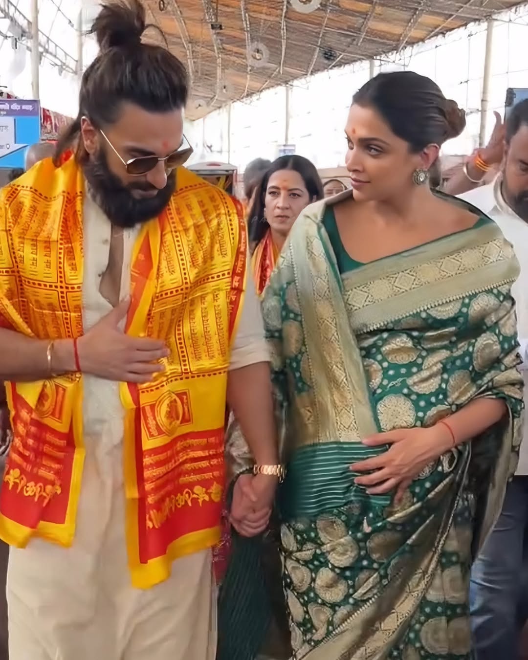 Deepika's Emerald Green Banarasi Silk Saree