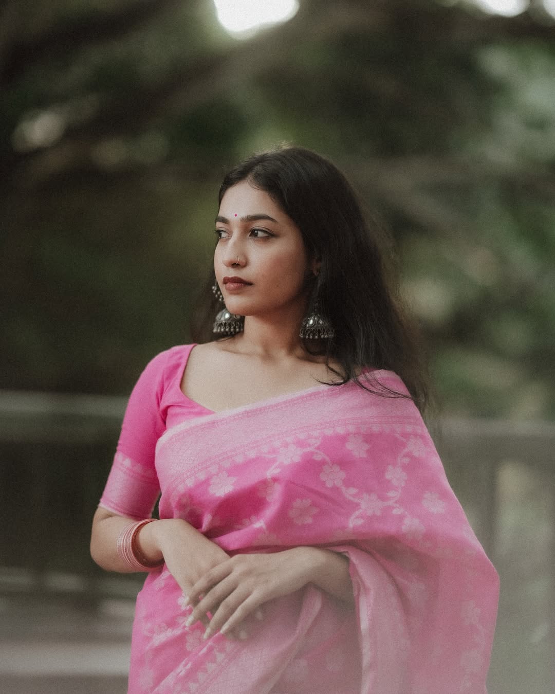 Elegant Blossom Pink Cotton Saree