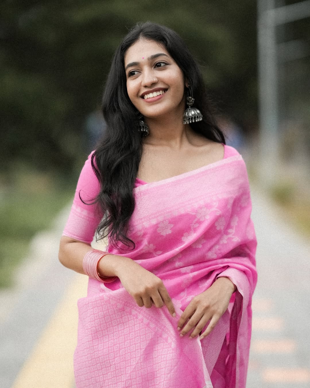 Elegant Blossom Pink Cotton Saree