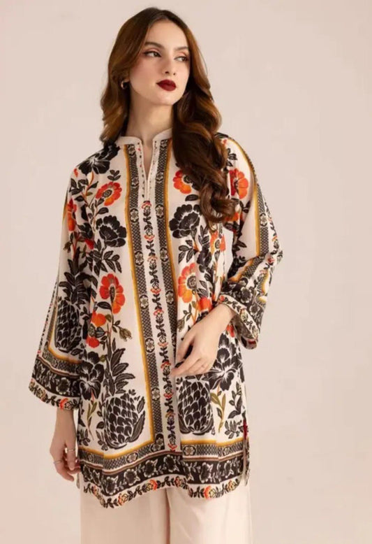 Turkish Elegant Ivory Floral Printed Co-Ord Set