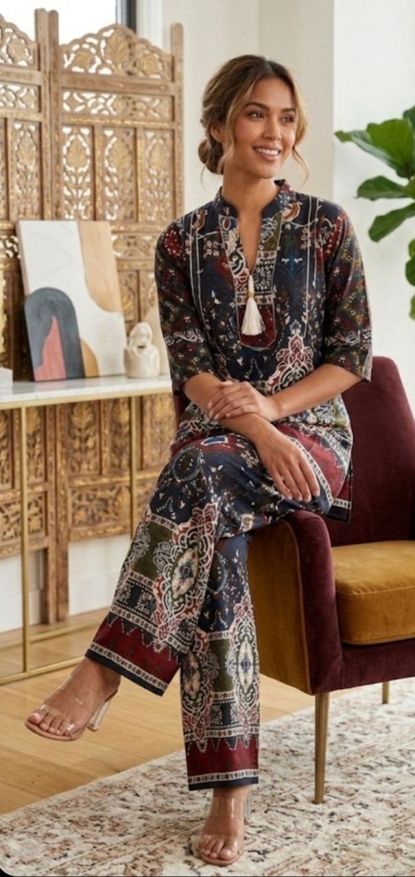 Turkish Elegant Printed Ethnic Co-Ord Set