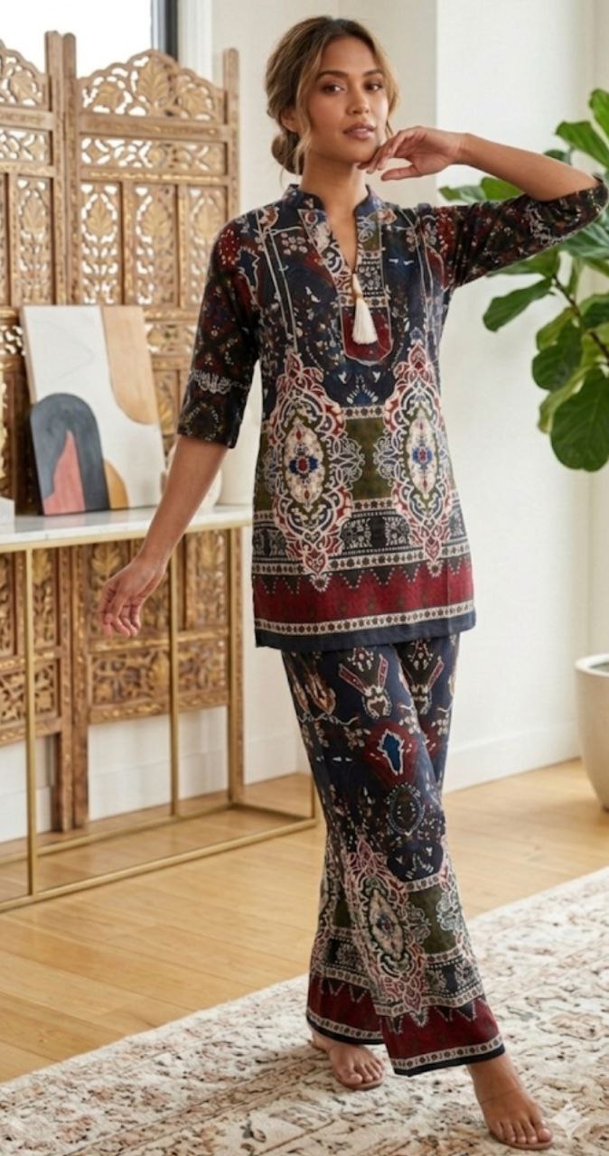 Turkish Elegant Printed Ethnic Co-Ord Set