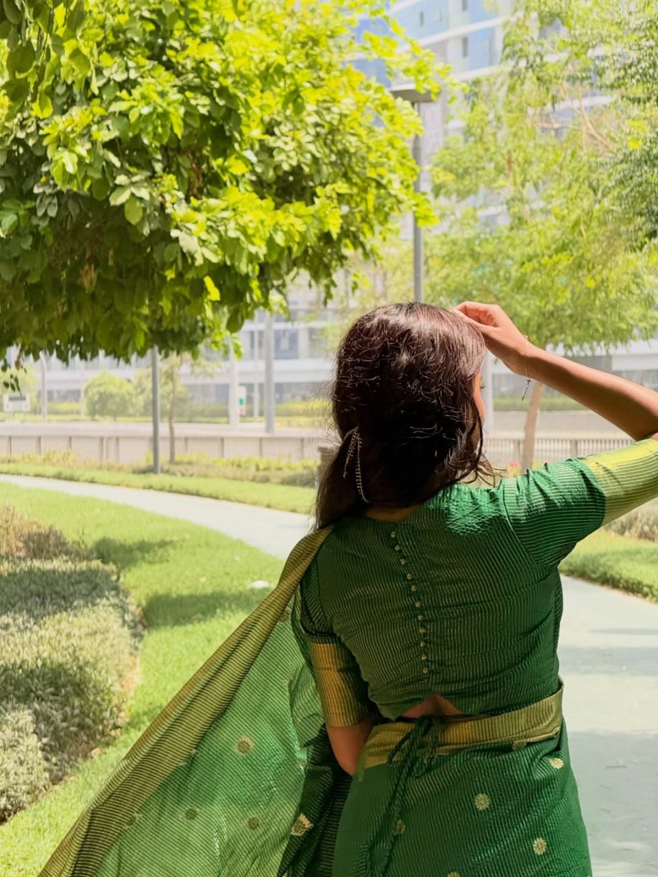 Emerald Green Jacquard Saree