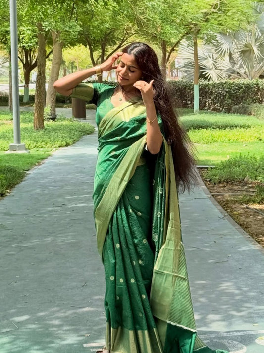 Emerald Green Jacquard Saree