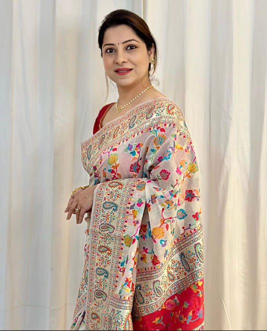 Gold Zari Buttas Silk Saree