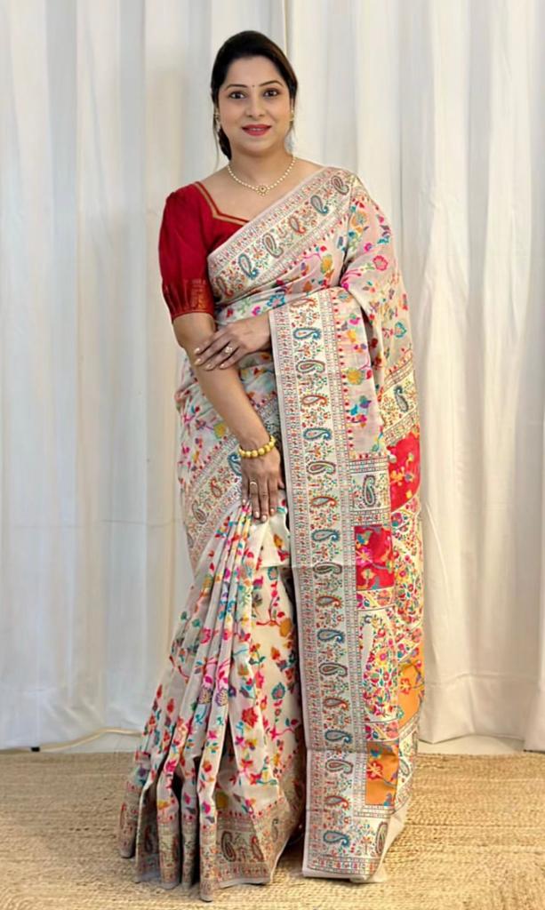 Gold Zari Buttas Silk Saree