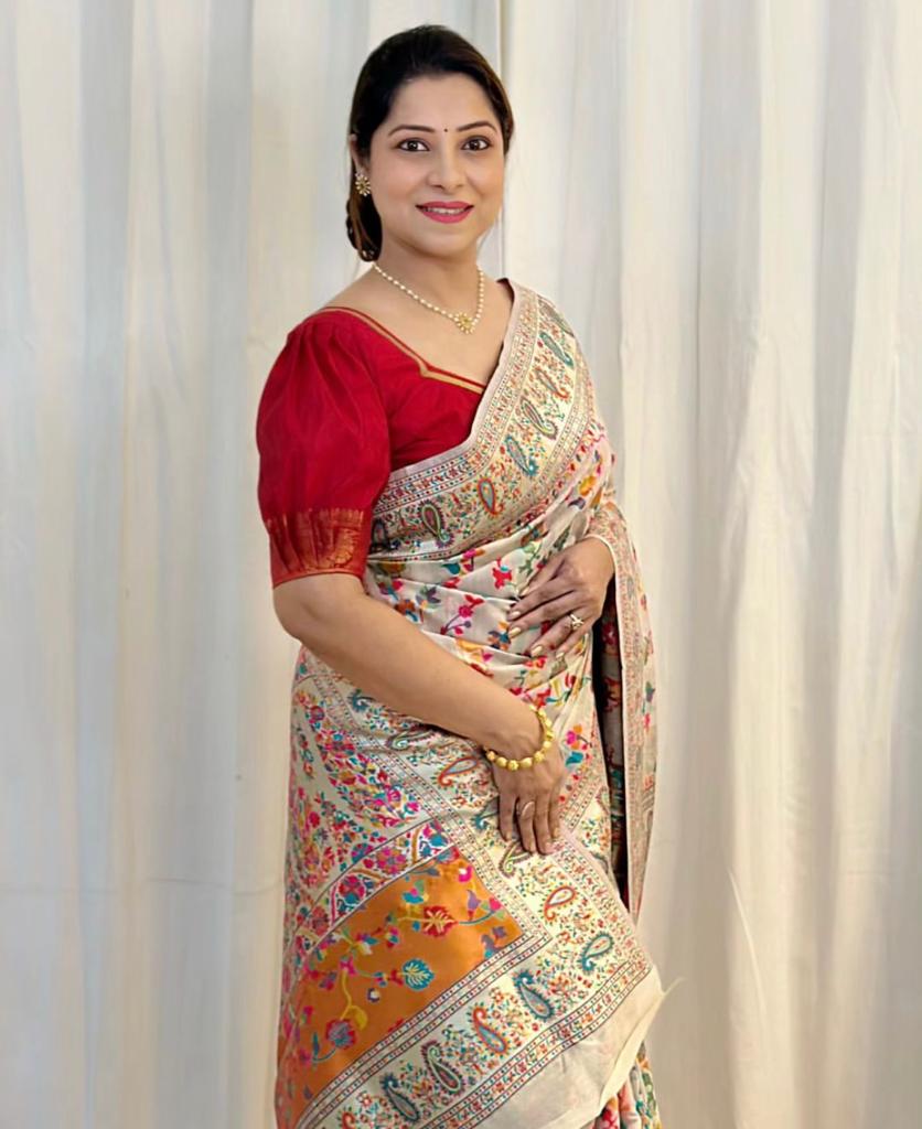 Gold Zari Buttas Silk Saree