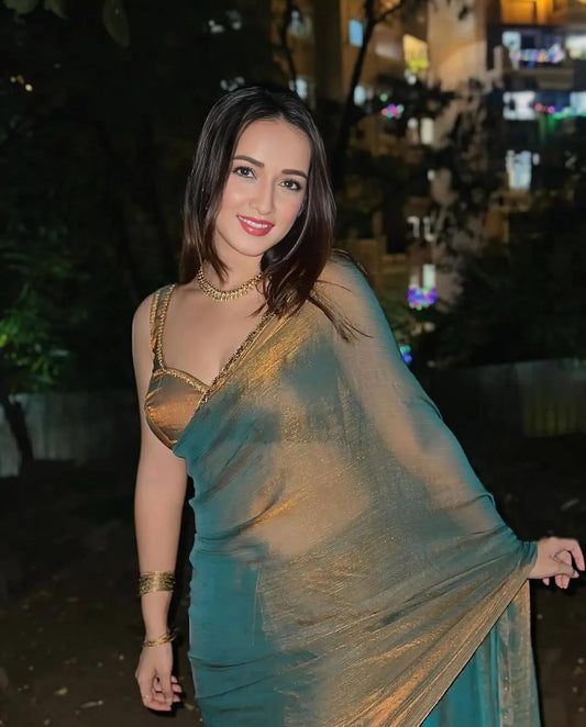 Golden Aura Shimmer Saree