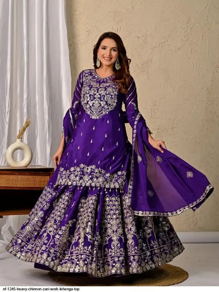 Heavy Chinnon Silk Top and Lehenga Set