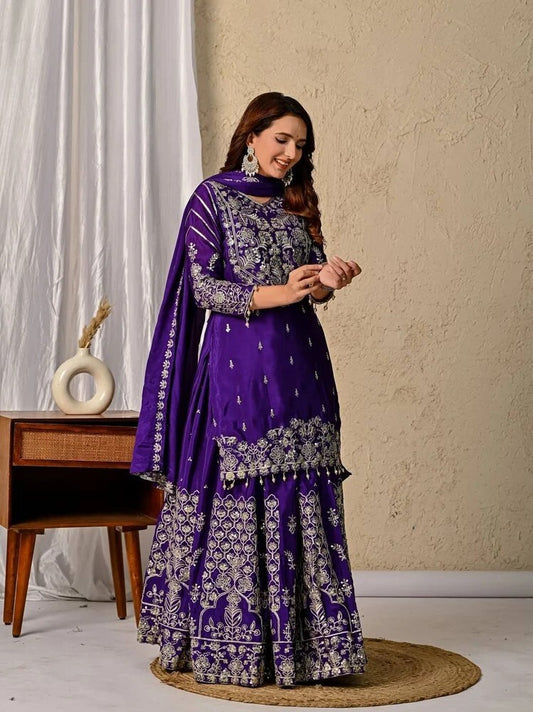 Heavy Chinnon Silk Top and Lehenga Set