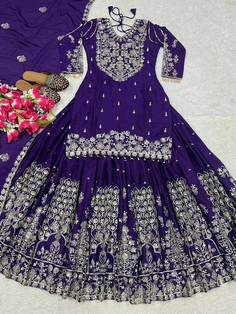 Heavy Chinnon Silk Top and Lehenga Set