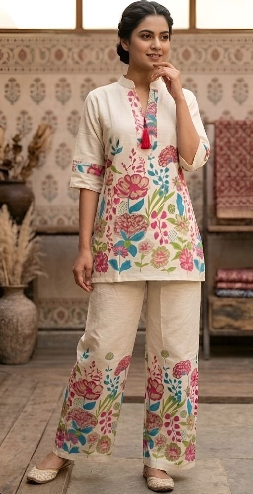 Turkish Ivory Floral Printed Co-ord Set