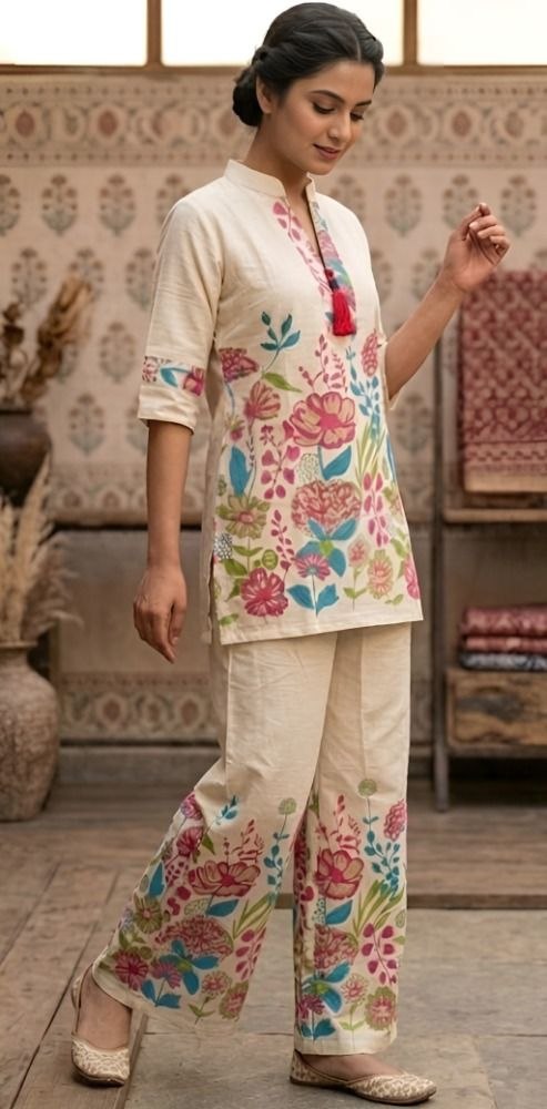 Turkish Ivory Floral Printed Co-ord Set