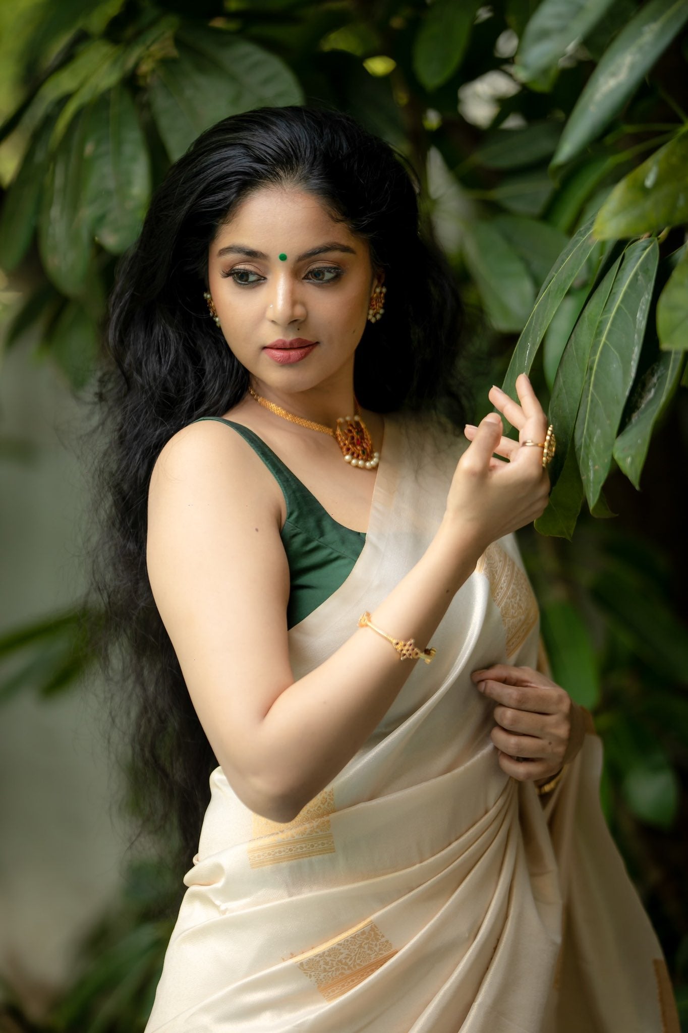 Ivory Tussar Silk Saree