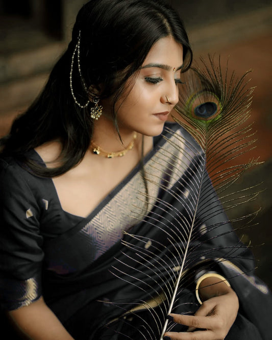 Katri Black Soft Silk Saree