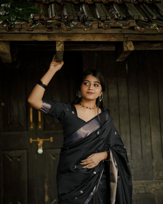 Katri Black Soft Silk Saree