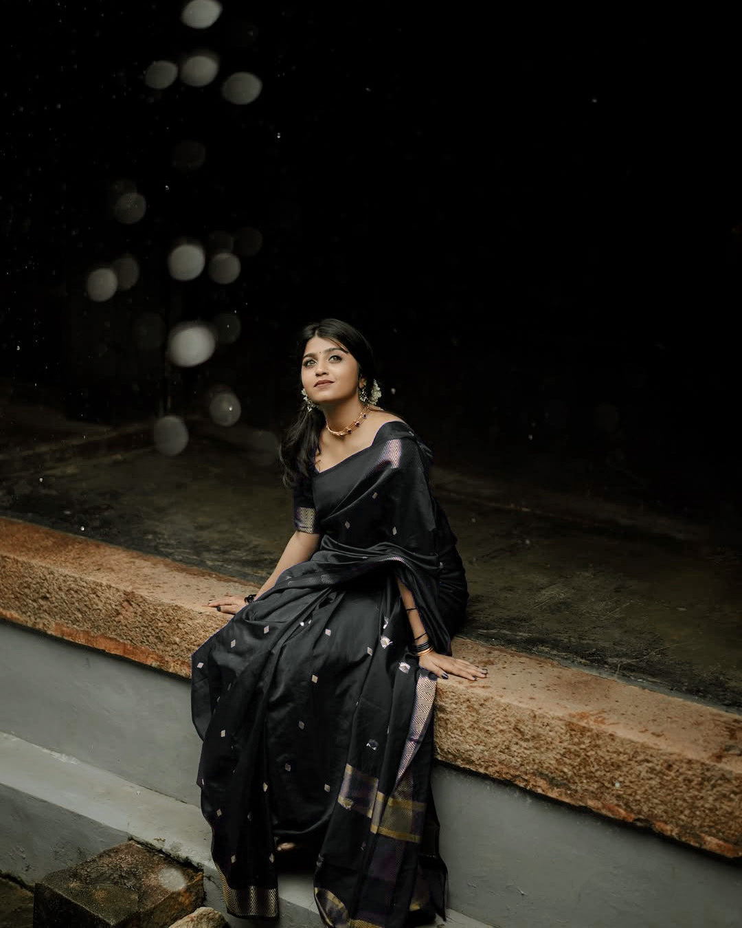 Katri Black Soft Silk Saree
