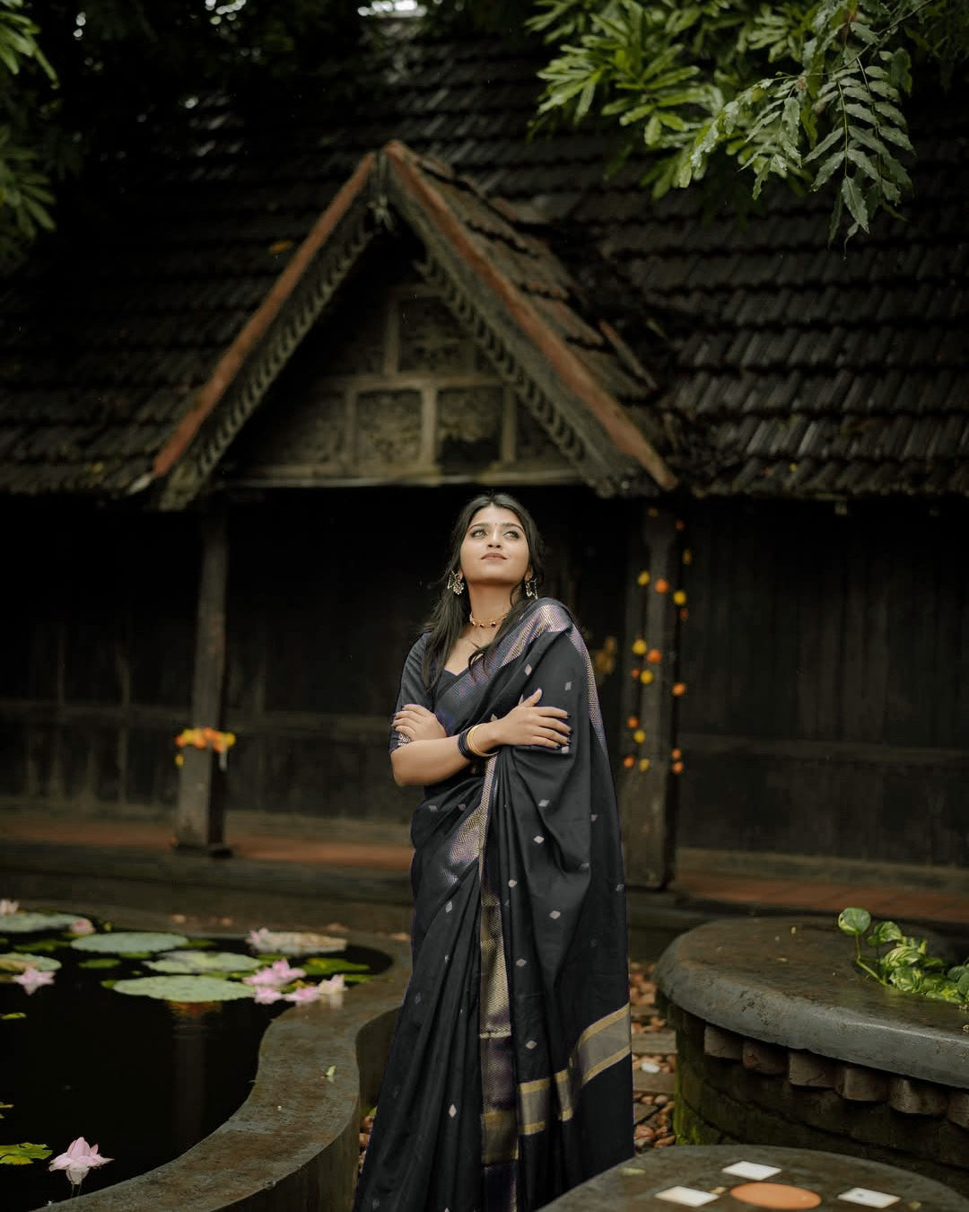 Katri Black Soft Silk Saree