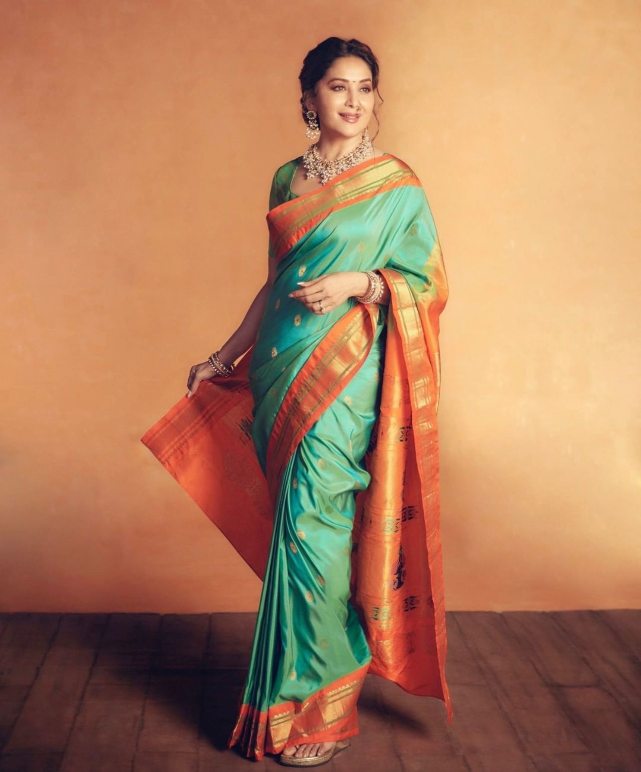 Madhuri's Teal Paithani Silk Saree