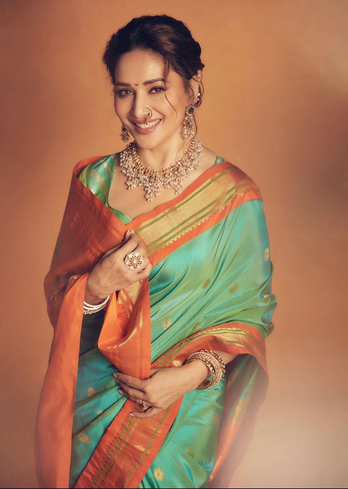 Madhuri's Teal Paithani Silk Saree