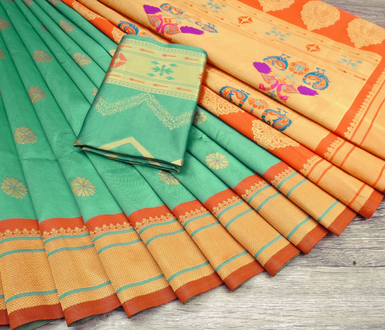 Madhuri's Teal Paithani Silk Saree