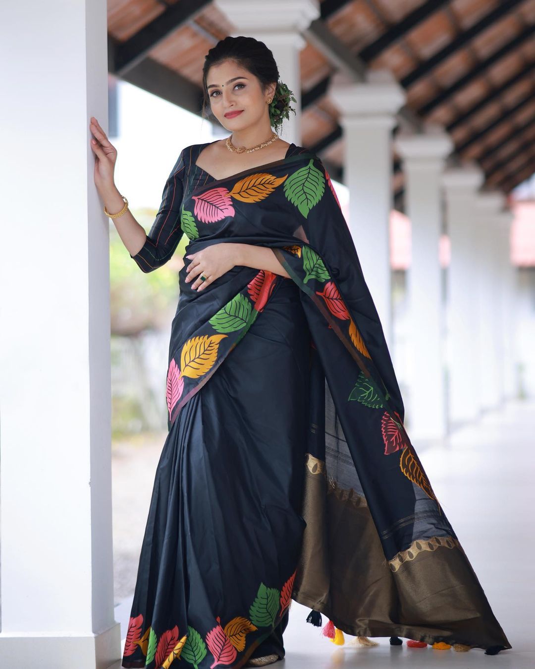Midnight Black Art Silk Saree