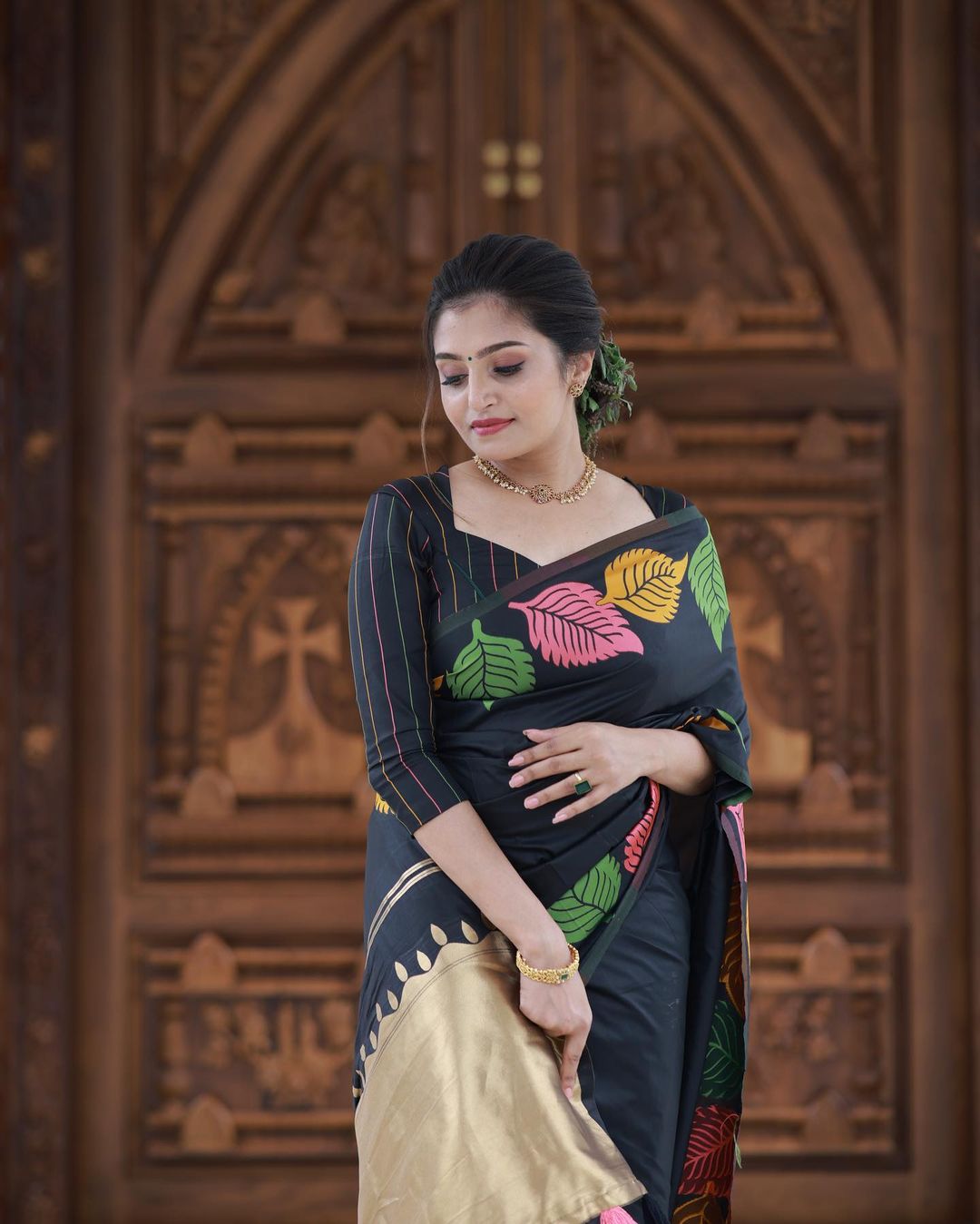Midnight Black Art Silk Saree
